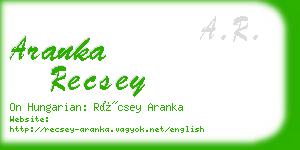 aranka recsey business card